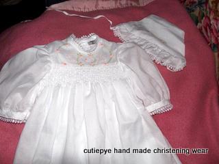 christening wear smocked handmade hand  embroidered