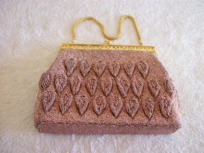 PLUM/GOLD BEADED PURSE