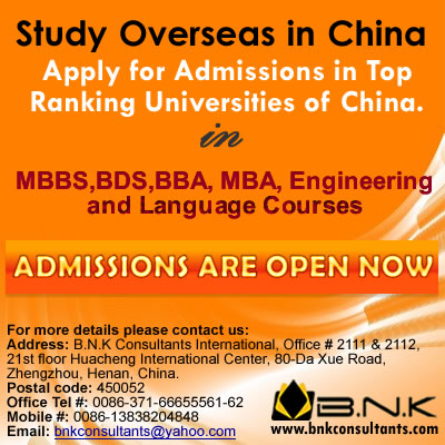 Study in China, How to study in China, Scholarships in China, MBBS, BDS and Engineering seats are av
